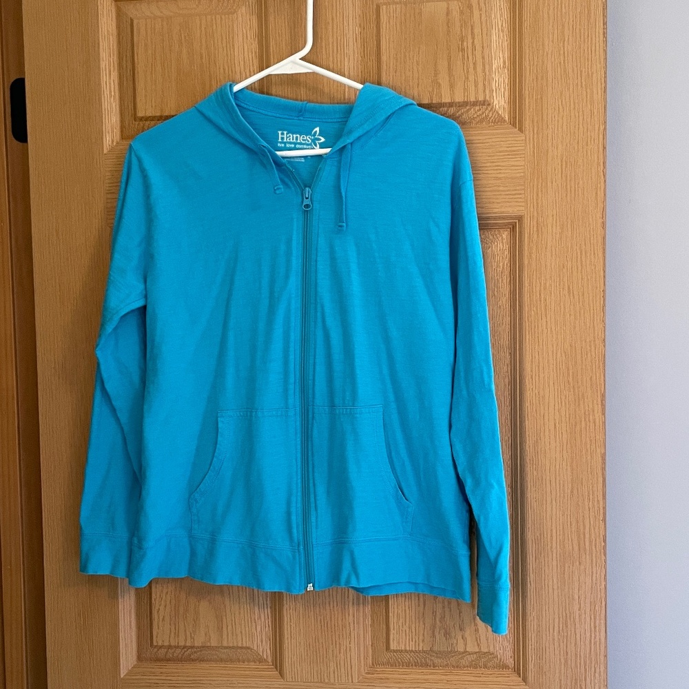 Hanes Women's Teal Zip-Up Hoodie